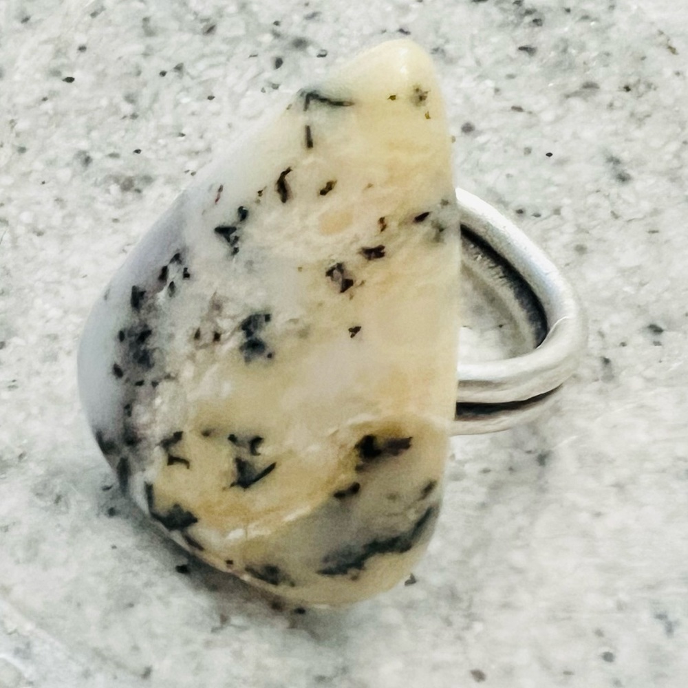 Dendritic Opal Ring, Handmade by Wandering Bunny LLC